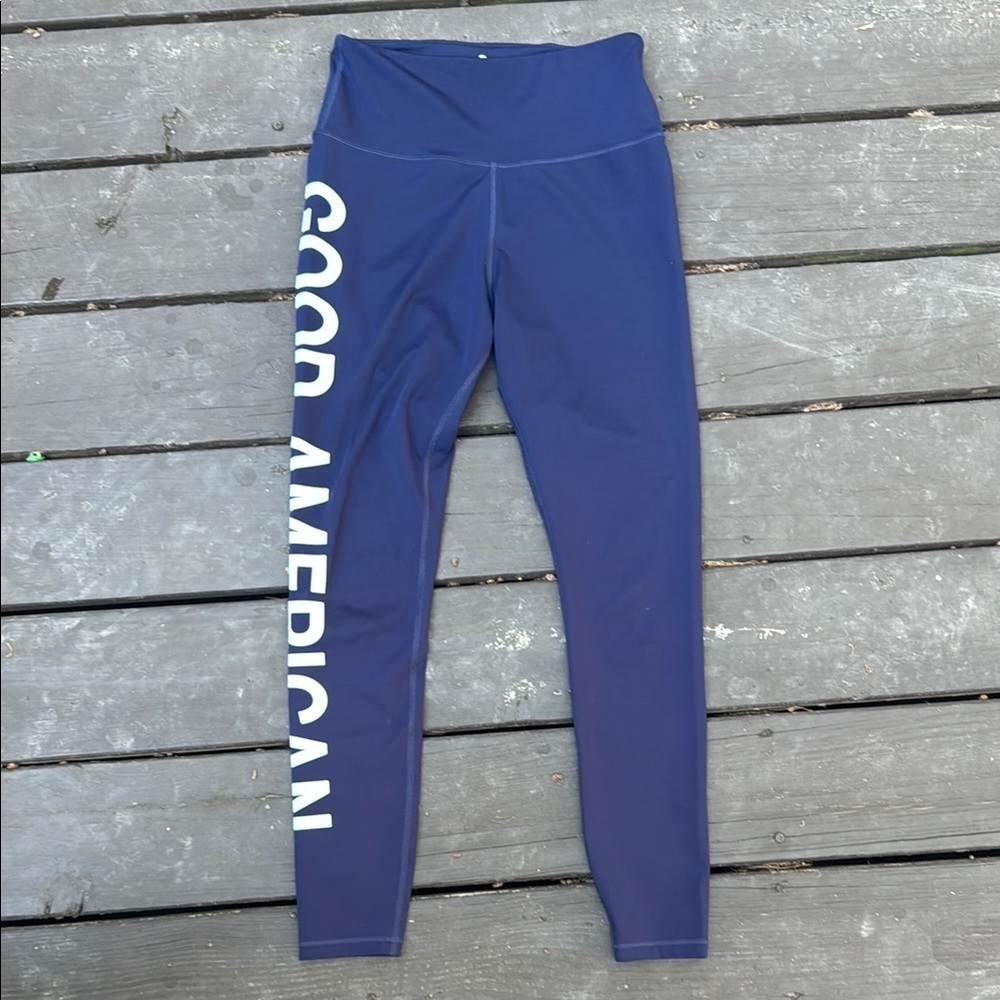 Good American Navy Leggings with White Logo